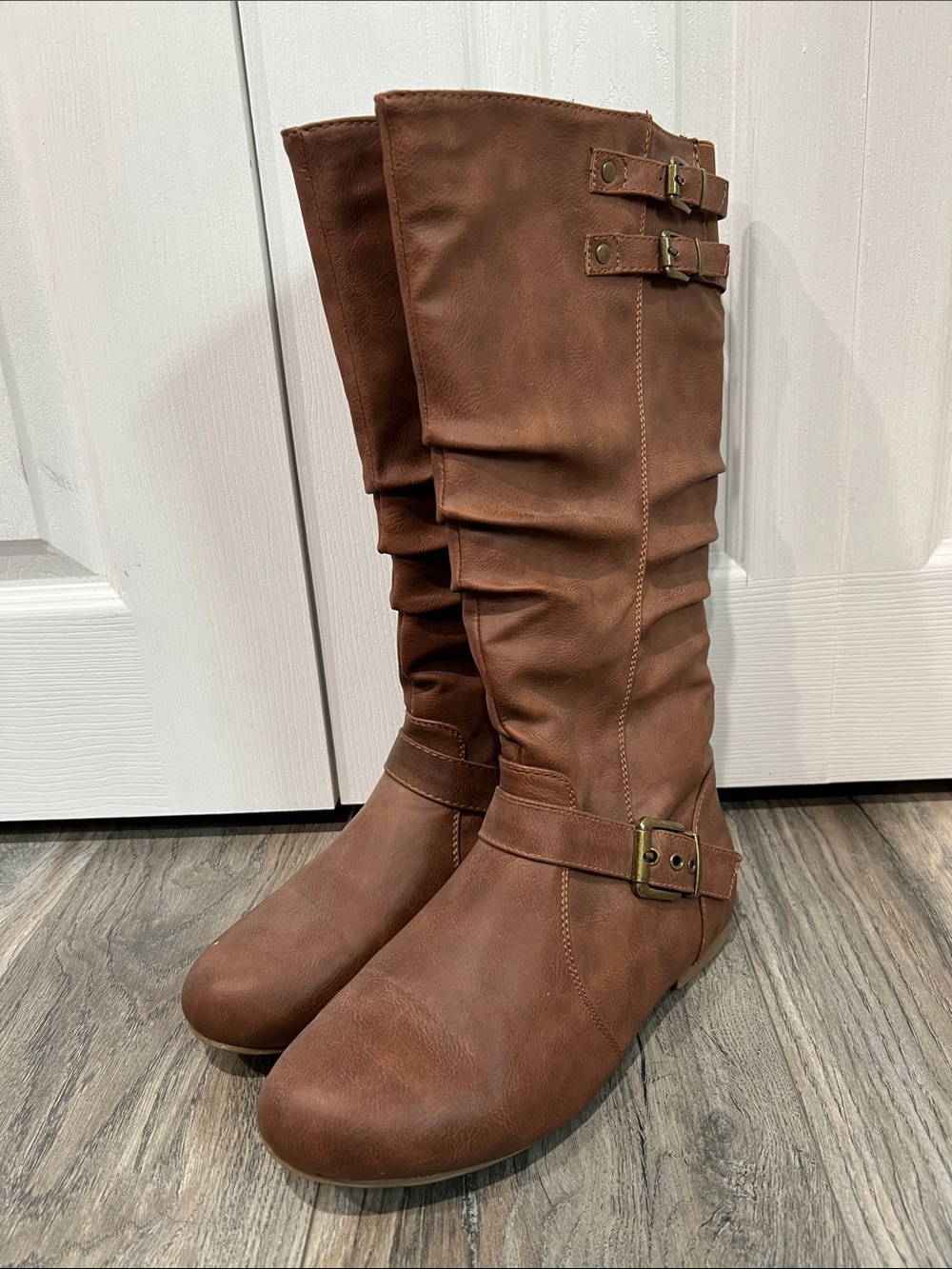 TOP Moda Brown Over-the-Knee Buckle Boots